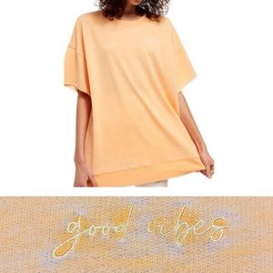 FREE PEOPLE Intimately Good Vibes oversized t-shirt orange/blue tie dye XS